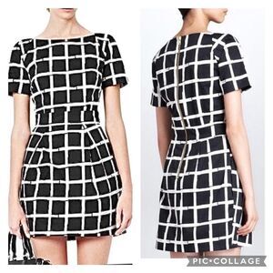 French Connection Black & White Richie Structured Checkprint Window Pane Dress
